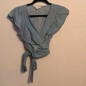 Cute denim wrap shirt